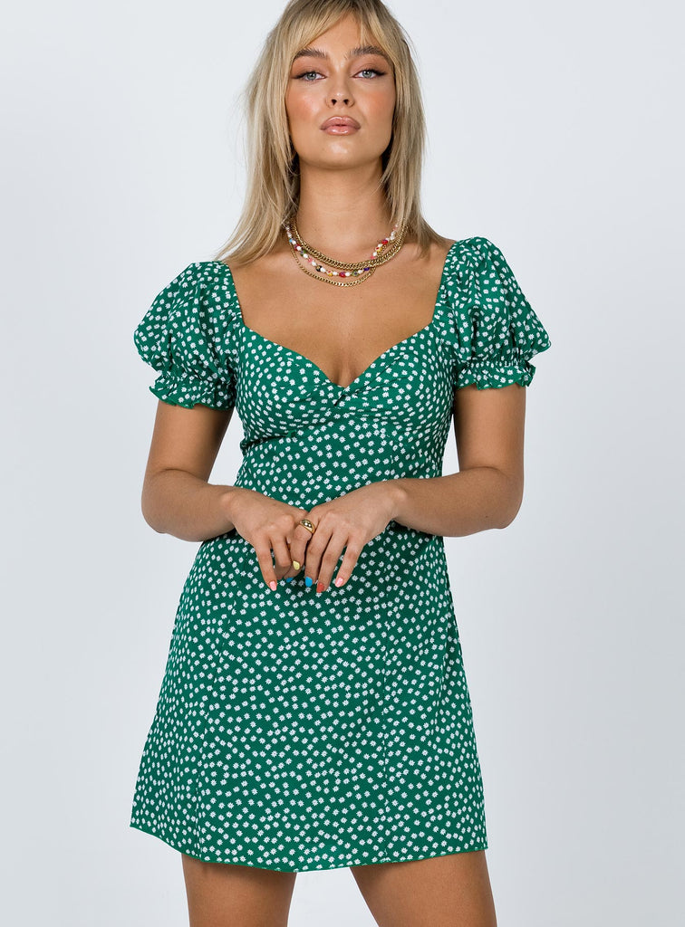 Freyah Floral Mini Dress Green